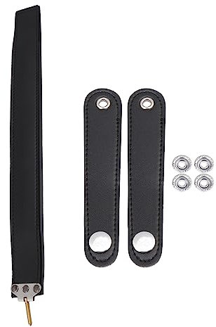Yibuy 3 Stück Leder 48/60 Bass Akkordeon Handgelenk Schulterriemen Ersatz, Schwarz, 140 x 25 mm / 5.51 x 0.98 (L x W)