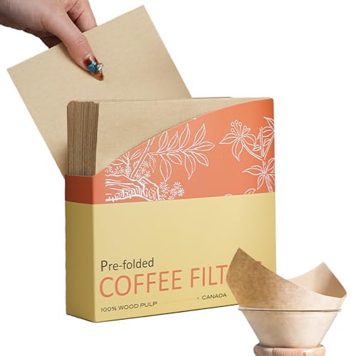 Filtro Cafe 50 Piezas,5-13 Tazas,Preplegados Sin Blanquear Naturales,Resistentes a Desgarros & Sin Granos,Compatibles con Máquinas de Café Pour-Over,Filtros Cafetera Goteo