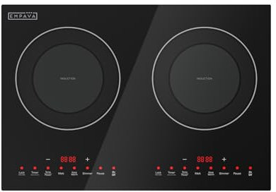 Empava Double/Dual Induction Cooktop 2 Burner, Shatter-proof Flat Glass Top, 18 Levels from 120°F to 460°F, 3 Preset Mode, Bulit-in/Countertop, 110~120 Volt Plug in Electric Stove for Kitchen, RV