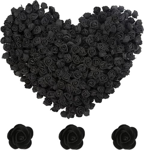 144 pezzi di fiori artificiali per il fai da te, piccoli fiori artificiali, per matrimoni, spose, fermagli per capelli, accessori per la produzione fai da te, 2,5 cm (nero)