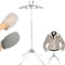 Gatphy Clothes Steamer Stand Garment Hanger with Ironing Glove, Adjustable Steam Iron Hanger Stand Foldable Clothes Steamer Stand Rack Rotatable Garment Steamer Stand for Ironing Clothes (Grey)