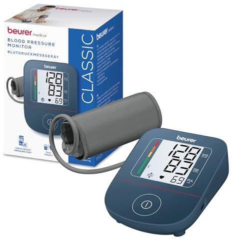 Beurer BM 25 Oberarm Blutdruckmessgerät, einfache Bedienung über einen Knopf, genaue Messung durch Manschetten-Sitzkontrolle, Arrhythmie-Erkennung, mit USB-C-Anschluss, Manschette für 22-42 cm