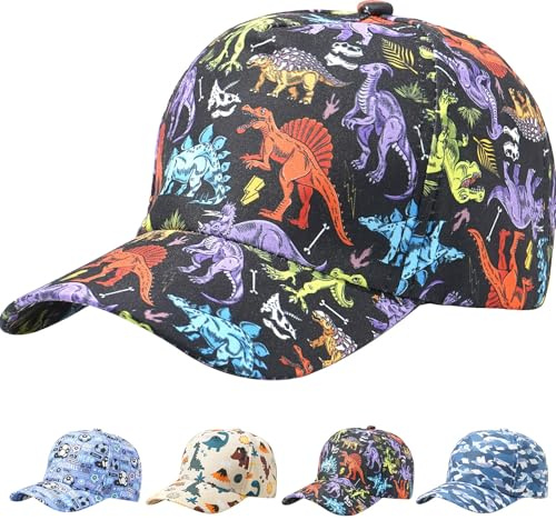 MESU Children's Cute Cartoon Baseball Cap Summer Sun Hat for Boys Gilrs Black Dinosaurs