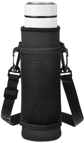 sourcing map Porte-bouteille en néoprène de 700 ml avec sangle, sac de transport en bandoulière avec poche pour téléphone, sac de transport isotherme pour bouteille d'eau en verre, housse de