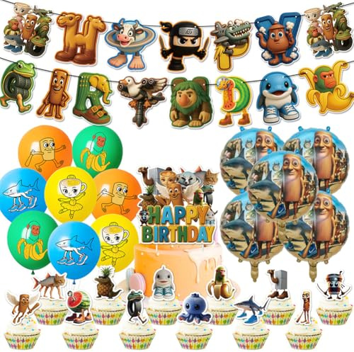 Festa di Compleanno Italian brain , 35 pcs Palloncini Compleanno per Bambini, cartone animato Decorazioni di Feste- Bandiere, Palloncini, Decorazioni per Torte, Cupcake Topper