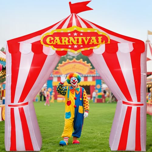 Capoda 10ft Circus Inflatables Arch Inflatable Carnival Decorations Blow Up Circus Tent Built in LED Lights for Halloween Carnival Theme Party Yard Garden Outdoor Supplies
