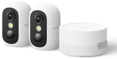 eufy Security eufyCam C35 2 Pack with HomeBase Mini, Wireless Security Indoor/Outdoor Camera, Magnetic Mount, Colour Night Vision, Subscription-Free On-Device Storage, IP67, White (Renewed)