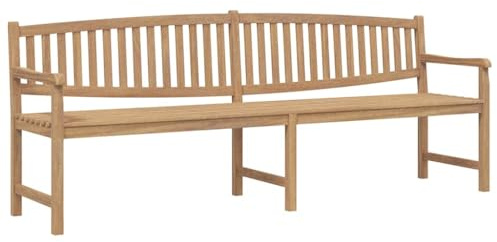 mtlskopl Panchina da giardino 228 x 59,5 x 90 cm, in legno massello di teak con lacca, design a doghe, braccio e schienale, materiale robusto per uso esterno, utilizzabile anche come panca ad angolo