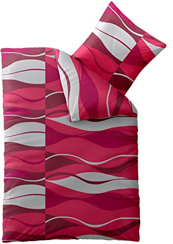 aqua-textil Concept Bettwäsche 155 x 220 cm Mikrofaser Bettbezug Ambra Wellen Rot Grau