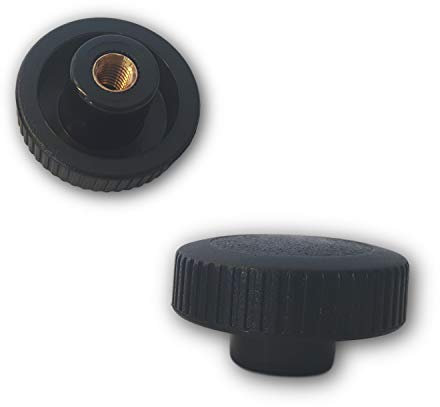 2 tuercas moleteadas/ruedas manuales con casquillo de latón