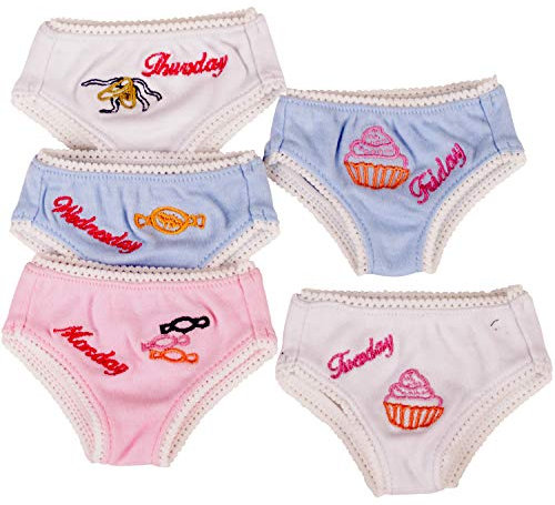 Götz 3402852 Slips 5-Tage-Woche - Puppenkleidung & Puppenzubehör für Babypuppen Gr. S von 30 - 33 cm und Stehpuppen Gr. XL von 45 - 50 cm