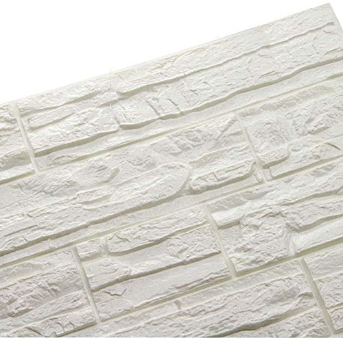 Ray-Velocity Carta da Parati 3D in Mattoni, DIY Pannelli Decorativi Murali Autoadesiva Impermeabile, Finta Pietra Moderna Piastrelle da Parete Autoadesive per Cucina, Bagno, Salone (Bianco, 36 Pezzi)