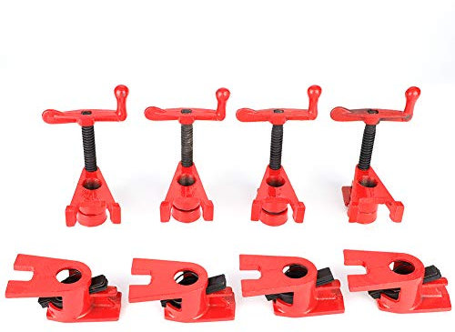 Rohr Schraubzwingen, Rohrzwingen 3/4 Zoll Korpuszwinge Rohrschraubzwinge 4 Sets Rohrzwinge Holzbearbeitung Klemme für Rohr Pipe Clamps for Woodworking Schraubzwinge Bar Clamp DIY Handwerkzeug Kit