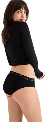 Selenacare Perioder underkläder Floral Classic – menstruationsunderkläder för kvinnor, tvättbar och antibakteriell trosa, 100 % vegansk, 25 ml absorption, svart, XXL