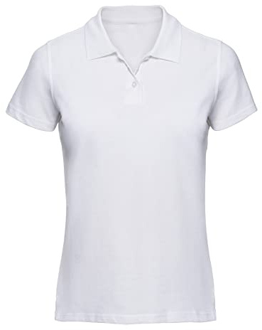 CHEMAGLIETTE! Polo Donna Manica Corta - Maglia Abbigliamento da Lavoro, T Shirt 100% Cotone Piquet, Bianco, L