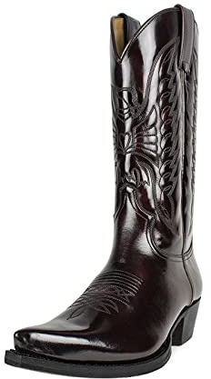 ZEARLY Bottes de Cowboy Homme Vintage Casual Bottes Bout Pointu Western Bottes Longues,Dark Brown,46 EU