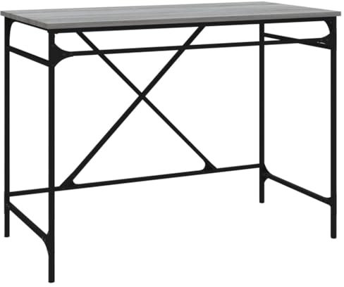 vidaXL Schreibtisch, Computertisch Metallgestell, PC Tisch für Arbeitszimmer Büro, Bürotisch Arbeitstisch, Industrie-Design, Grau Sonoma 100x50x76cm Holzwerkstoff Eisen