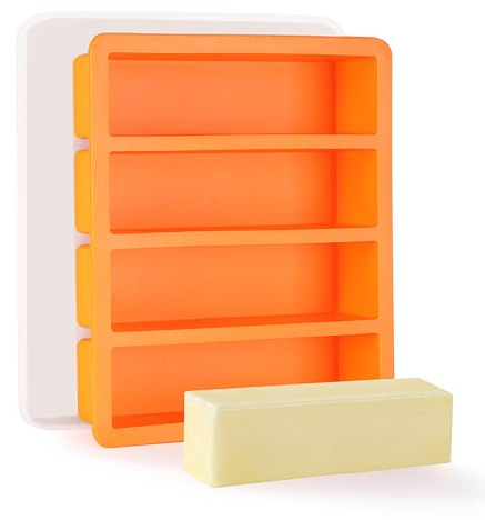 OHOLA Silicone Butter Mold Tray with Lids, Non-Stick for Chocolate, Energy Bars and Cake (1Pack, Stylish Orange Color)