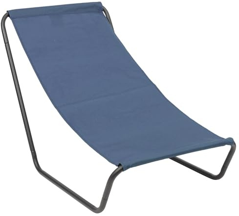 Harbour Housewares Sun Lounger - Navy - Pack of 1 - Canvas Outdoor Lawn Sunlounger Chair Lightweight Portable Chair for Garden, Beach, Picnic, Fishing