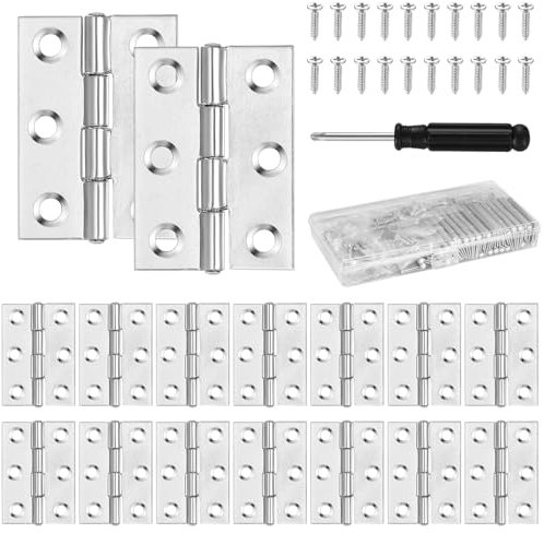 22 bisagras para puerta, 44 mm x 31 mm, de acero inoxidable, plegables, para piano, pequeñas bisagras de acero inoxidable, conectores para puertas de madera, ventanas, armarios, muebles, con 132