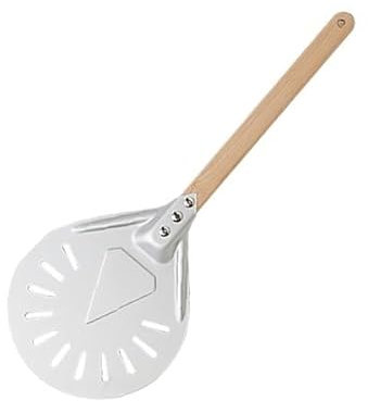 CaFfen Pelle Pizza Pelle à Pizza en Aluminium, Outils de Levage de Pelle, Manche en Bois antidérapant, pagaie à gâteau, Coupe-Fromage, tourneur de pâtisserie, Accessoire Pelle A Pizza(8inch 40cm H)