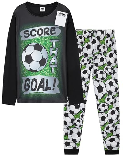 CityComfort Pijama Niño Manga Larga Invierno Pijamas Divertidos Niños Juvenil Chico Largo con Diseño Fútbol Ropa de Dormir (13-14 Años, Multi Football)