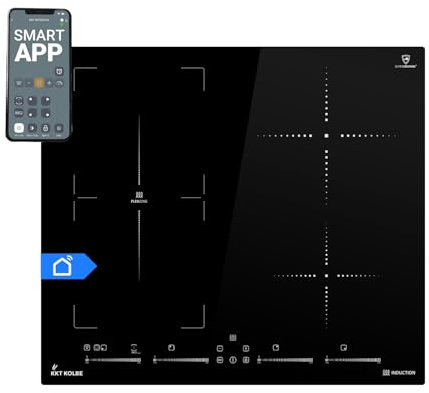 KKT KOLBE Induktionskochfeld 60 cm | Autark | 7,4 kW | 4 Zonen | 9 Stufen | Rahmenlos | Schnellaufheizung | BBQ-Funktion | Touch Slider | Smart WiFi App WLAN | IND5901HC