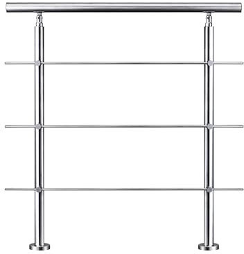 AICA Barandilla de escalera de acero inoxidable - pasamanos de escalera para interior y exterior escaleras, parapeto, balcón (80 cm 3 barras transversales ）