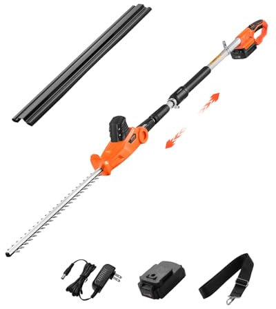 VEVOR Tagliasiepi Elettrico, 1200 Giri/min Tagliasiepi a Palo per Rami Alti, Estensibile da 1,88 a 2,37 m Batteria da 20 V con Lama da 510 mm 5 Angoli Regolabili per Giardino e Cortile