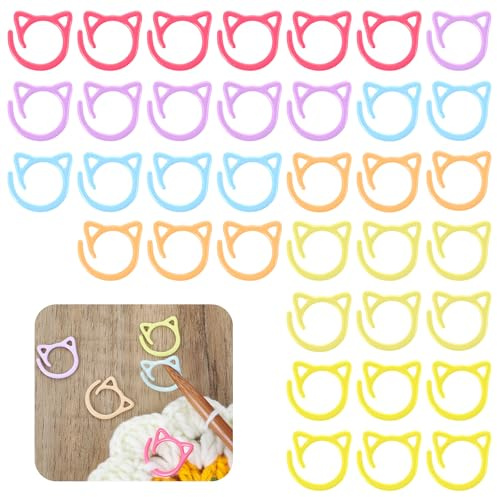 36Pcs Cat Stitch Markers for Crocheting, Cat Metal Crochet Stitch Marker Ring, Multicolor Knitting Stitchs Markers for DIY Weaving Knitting Sewing Tools