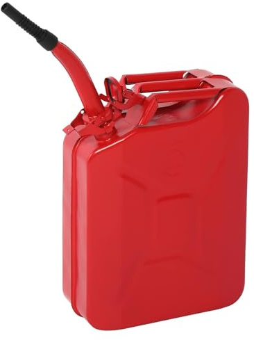 Genérico Bidón Metálico para Combustible De 5 L10 L 20 L, Bidón De Gasolina con Pico Flexible, Práctico Bidón De Diésel, Bidón De Repuesto, para Motocicletas,Coches,Cortacéspedes,Rojo,10L