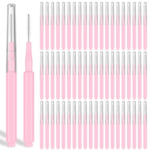 100 Pcs Micro Eyebrow Brush with Cap, Disposable Eyelash Brushes Brow Lamination Brush, Brow Lamination Supplies, Multi Function Micro Brushes, Suitable for Eyelash and Eyebrow Extension Tools