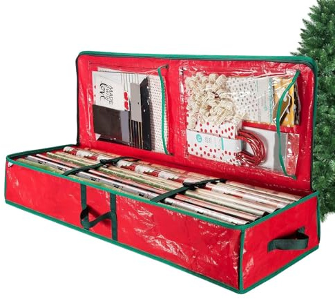 Förvaring av julpapper | 100 x 30 x 15 cm Oxfordduk | Julpapper arrangör | För vardagsrum, sovrum, garderob, rullar, bio