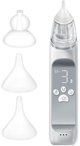 Nasalaspirator, 3-nivåers justerbar silikonspets baby näsrengöring med färgglatt ljus och musik, automatisk anti-återflöde nässugare för baby