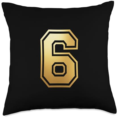 6 Number Six Team Sports Graphic Varsity Matching Throw Pillow