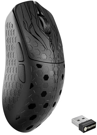 Keychron G5 - Mouse da gioco radio in fibra di carbonio, DPI fino a 30000, 43 g, ultra leggero, 2,4 GHz/Bluetooth/USB-C, sensore PAW3950, LED RGB, Esport Gaming Mouse 8000 Hz per PC, Mac e laptop