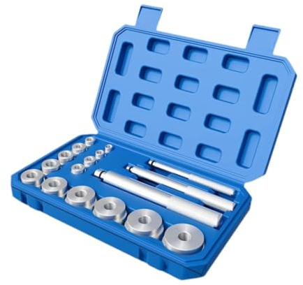 QSTDGVPW Kit di 10 Pezzi per Boccole, Presse E Manicotti, Cuscinetti di Tenuta, Rimozione E Installazione, Strumento Universale per Mandrini con Custodia in Al, 17 Pezzi