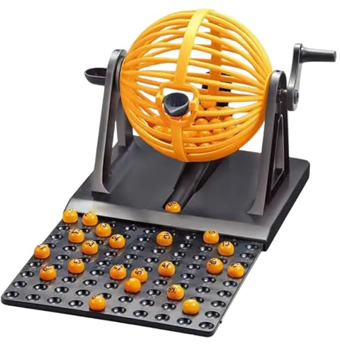 Uanqfegy Bingo Game Set with Cage & Balls – 12 Card & 90 Number Bingo Balls Fun Play Machine for Kids Adults Family