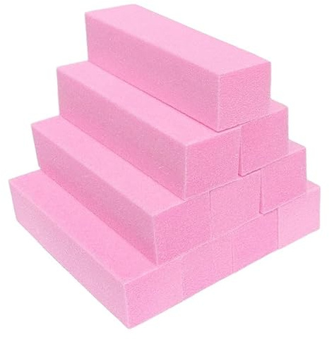 5/10 blocchi per lucidatura unghie, tamponi in spugna a 4 lati per lucidatura unghie, manicure, strumenti per pedicure (rosa, 10)