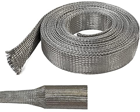 Electriduct 1/8 Tinned Copper Metal Braid Sleeving Flexible EMI RFI Shielding Wire Mesh (0.08 Diameter) - 10 Feet