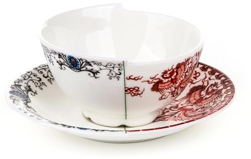 SELETTI Tasse à thé avec Soucoupe en Porcelaine Hybrid-Zora