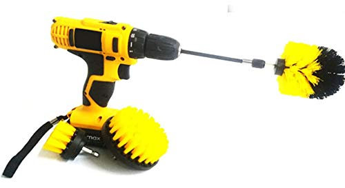 HUAWELL Kit de limpieza de cepillo para polvo de taladro eléctrico de 4 piezas, cepillo para polvo de limpieza con extensor de 6 pulgadas, kit de cepillos multiusos para superficies de baño, tina,