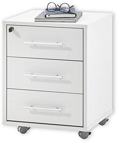 Stella Trading PRONTO Rollcontainer abschließbar, lichtgrau - Mobiler Büroschrank mit 3 Schubladen - Modernes Büromöbel Komplettset - 43 x 56 x 42 cm (B/H/T)