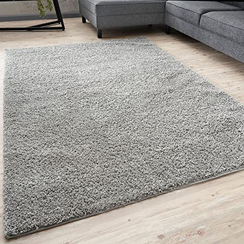 THE RUGS Living Room Rug - Shaggy Soft And Elegant Carpets For The Bedrooms And Kitchen, Easy To Clean, Many Different Sizes (160x230 cm, Grey)