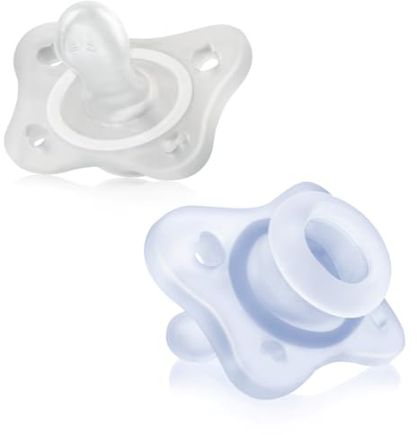 Chicco PhysioForma Ciuccio in Silicone 0-2 Mesi, 2 Pezzi, Set Gommottini 0-2 Mesi, Supportano la Respirazione Fisiologica e Favoriscono il Corretto Sviluppo della Bocca, Blu