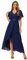 Ever-Pretty Women's A Line V Neck Applique Tea Length Wedding Guest Dress Navy Blue 14UK