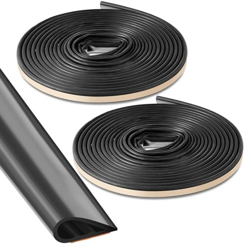 Innconee 2 Pcs Adhesive Fire/Smoke Gasketing Flexible Silicone Rubber Gasket Smoke Seal for Door Window Indoor Outdoor Commercial Weather Stripping (0.5 W X 0.25 H X 20' L,Black)