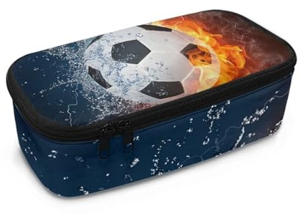 chaqlin Personalisiertes Federmäppchen, großes Organizer für Schule, mit Fächern und Flammen-Fußball-Aufdruck