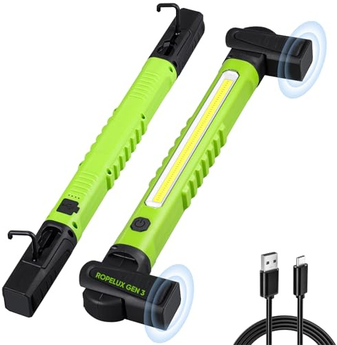 Ropelux Work Light 3rd Gen, 3200LM Bright Mechanic Under Hood Lights with 6000mAh, Rechargeable Portable Magnetic Trouble Lighting Bar with Hooks for Car Repair, Inspection, Emergency, Tool Gift, 1 Pc
