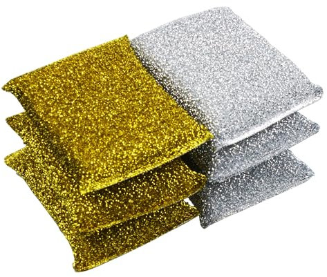 esahpss 6 esponjas para platos, estropajos para cocina antiarañazos, 2 colores de 4.92 x 3.14 pulgadas, esponjas limpiadoras de platos multisuperficie no metálicas para una limpieza rápida (oro y